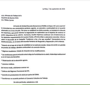 El FUDB exigió reabrir las paritarias. Provincia de Buenos Aires El FUDB exigió reabrir las paritarias. Provincia de Buenos Aires